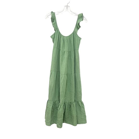 Marine Layer Jude Flutter Sleeve Dress Womens Medium Casual Flowy Green Jade - Picture 2 of 11